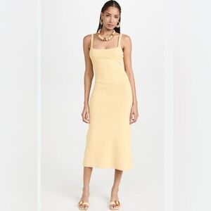 STAUD Paityn Midi Dress in Lemon Drop